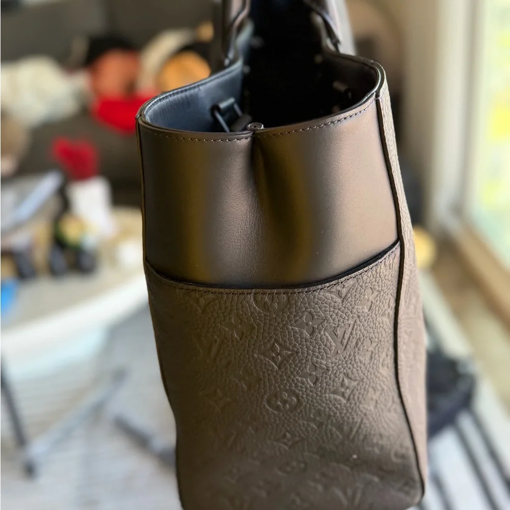 Louis Vuitton Black Embossed Leather Briefcase Tote